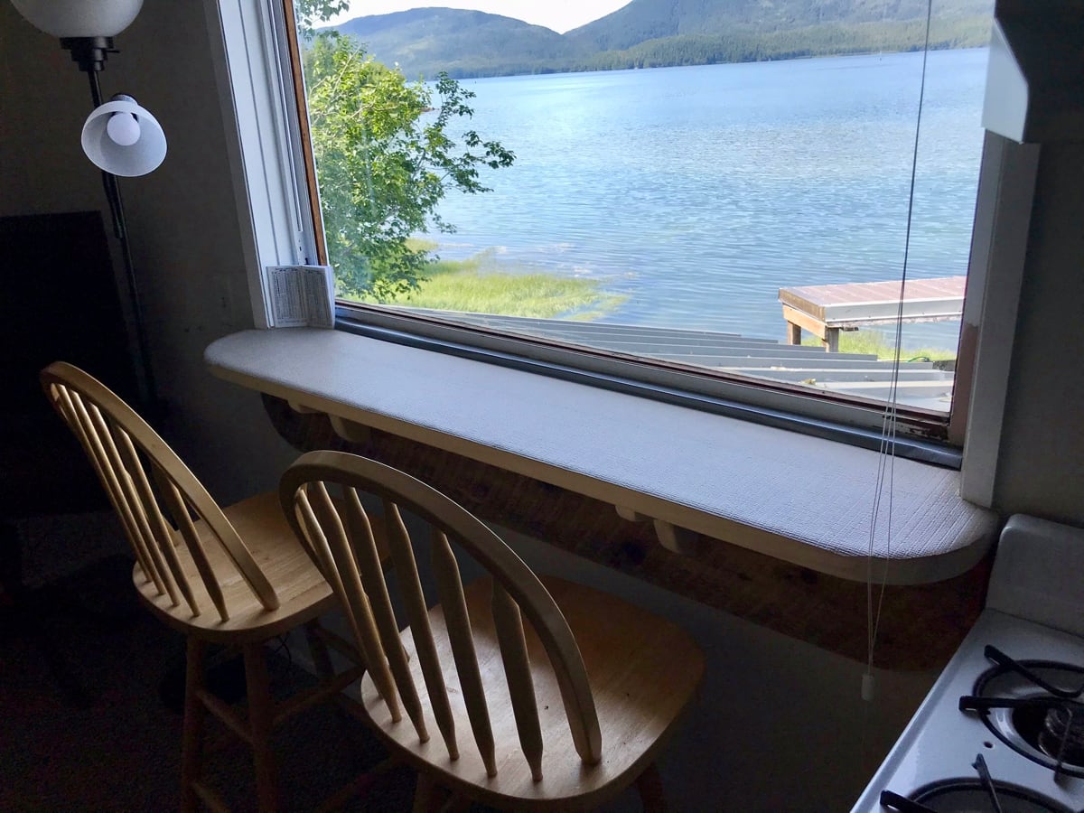Breakfast bar with window looking into bay