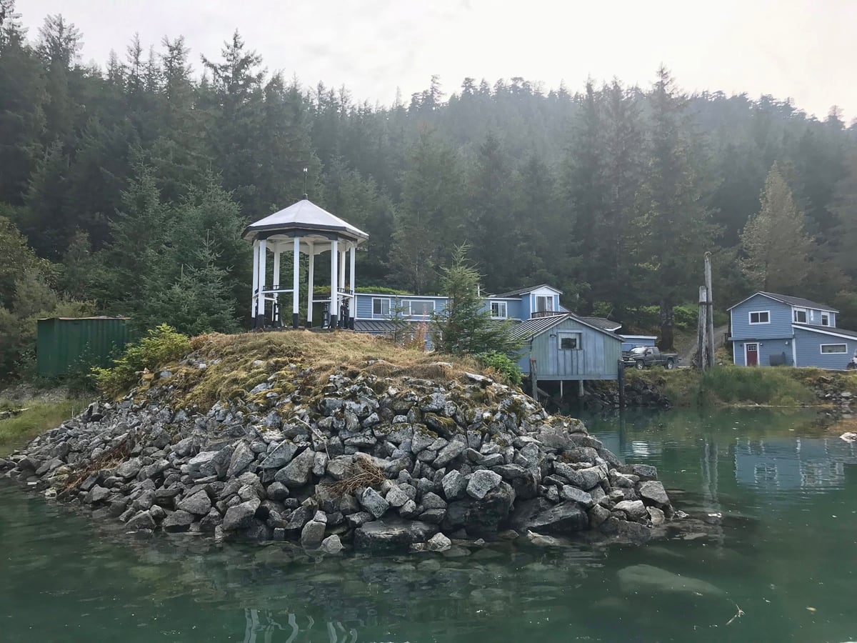 View of lodge and gazebo from the ocean